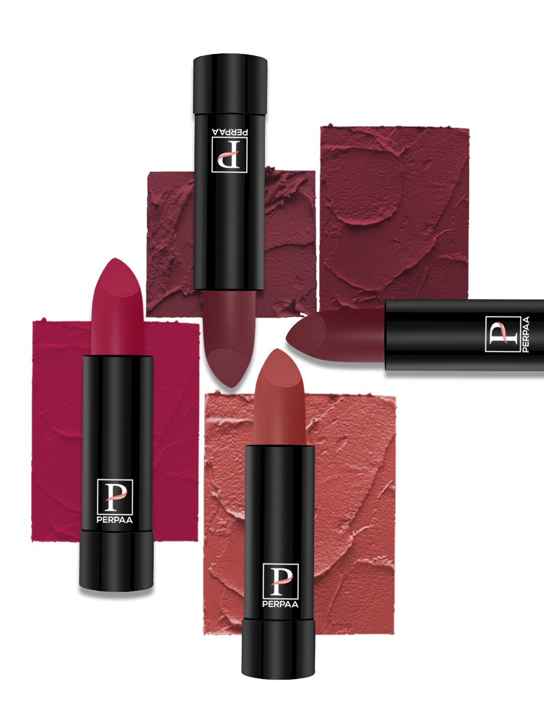 

PERPAA Set Of 4 Creamy Matte Bullet Lipstick 3.5g Each - 73-80-84-95, Pink