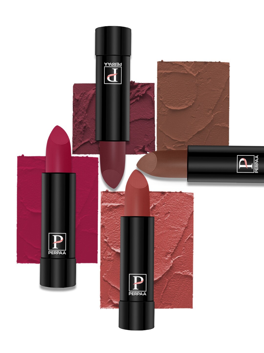 

PERPAA Set Of 4 Creamy Matte Bullet Lipstick 3.5g Each - 73-80-84-111, Pink