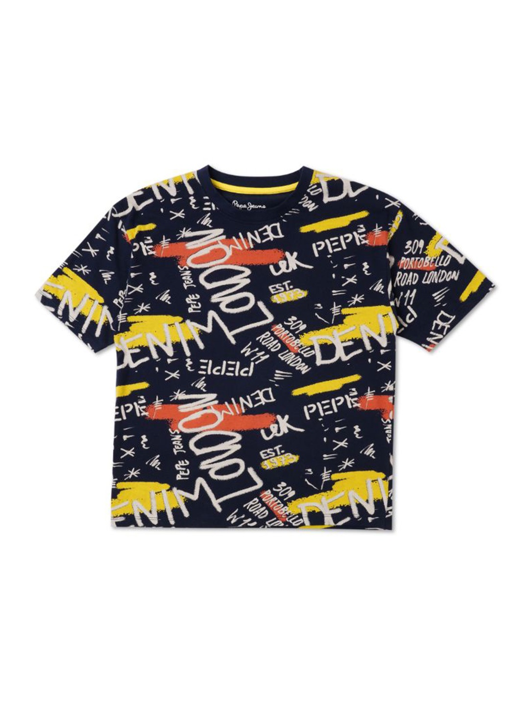 

Pepe Jeans Boys Typography Printed Pure Cotton T-shirt, Navy blue
