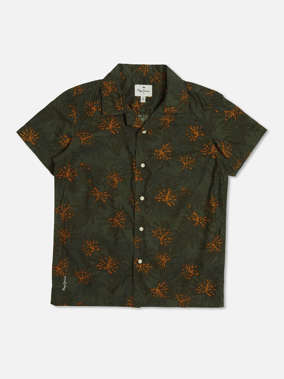 

Pepe Jeans Boys Floral Printed Pure Cotton Casual Shirt, Green