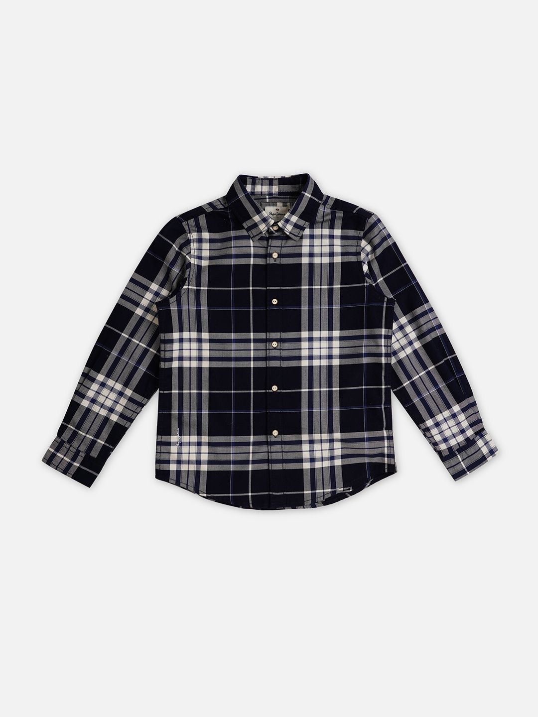 

Pepe Jeans Boys Tartan Checked Spread Collar Casual Shirt, Blue