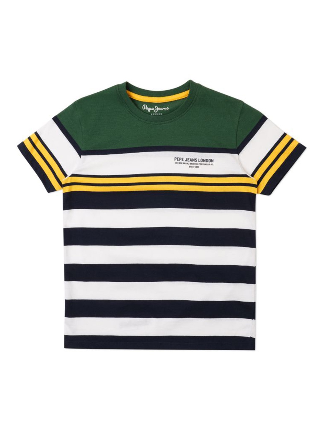 

Pepe Jeans Boys Striped Regular Fit Cotton T-shirt, White