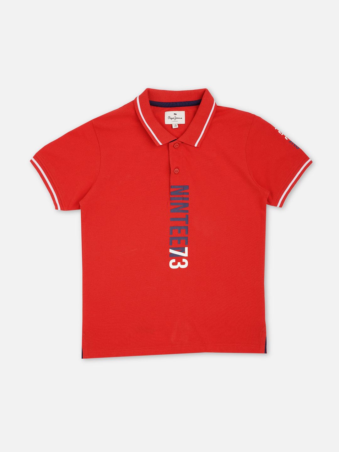 

Pepe Jeans Boys Typography Printed Polo Collar T-Shirt, Red