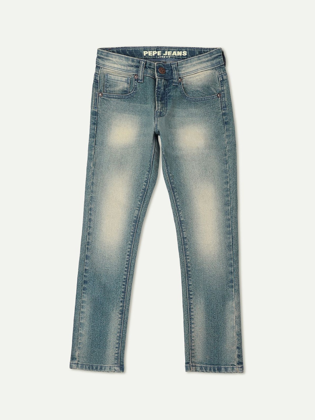 

Pepe Jeans Boys Slim Fit Clean Look Heavy Fade Stretchable Jeans, Blue