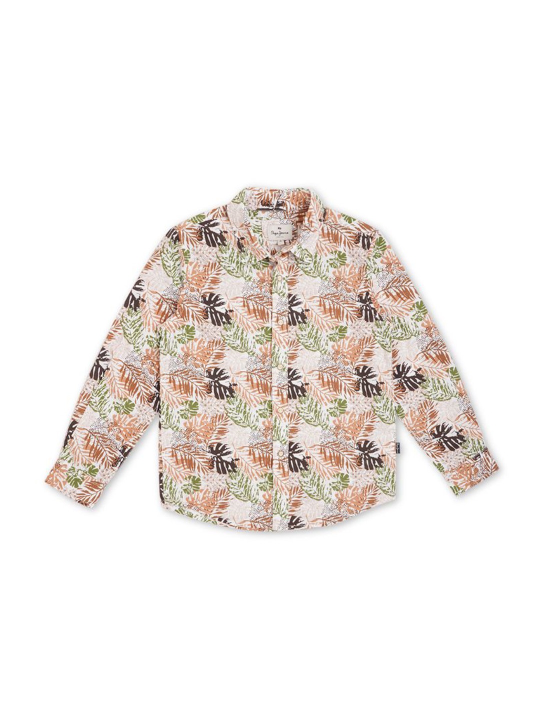 

Pepe Jeans Boys Tropical Printed Casual Pure Cotton Shirt, White