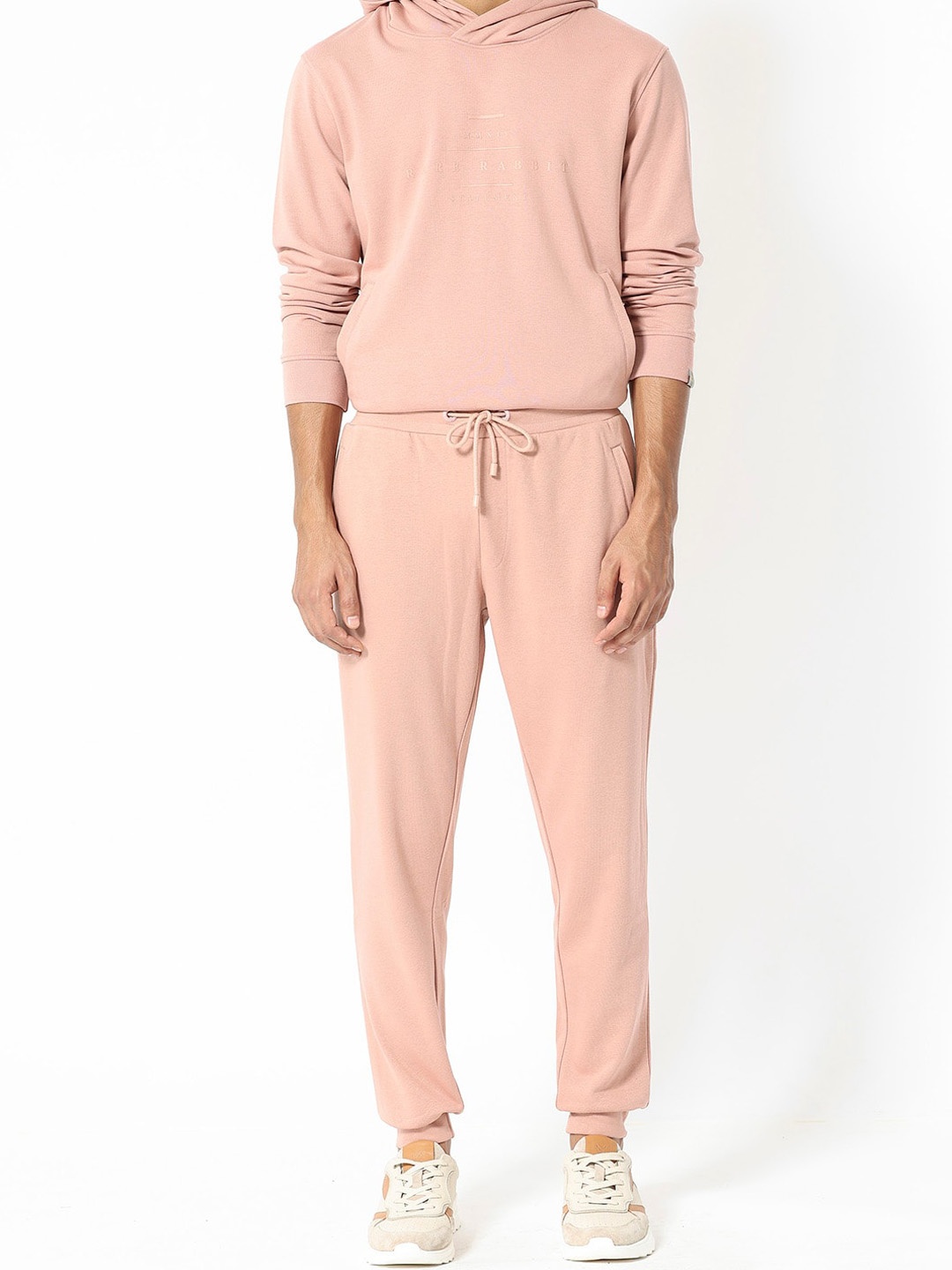 

RARE RABBIT Men Saku Regular Fit Cotton Mid-Rise joggers, Peach