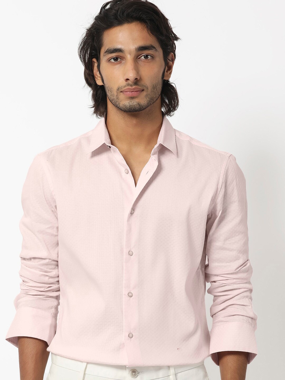 

RARE RABBIT Men Gleny Slim Fit Opaque Cotton Shirt, Pink