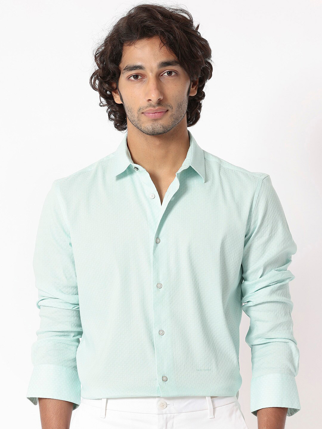 

RARE RABBIT Men Gleny Slim Fit Opaque Cotton Shirt, Blue