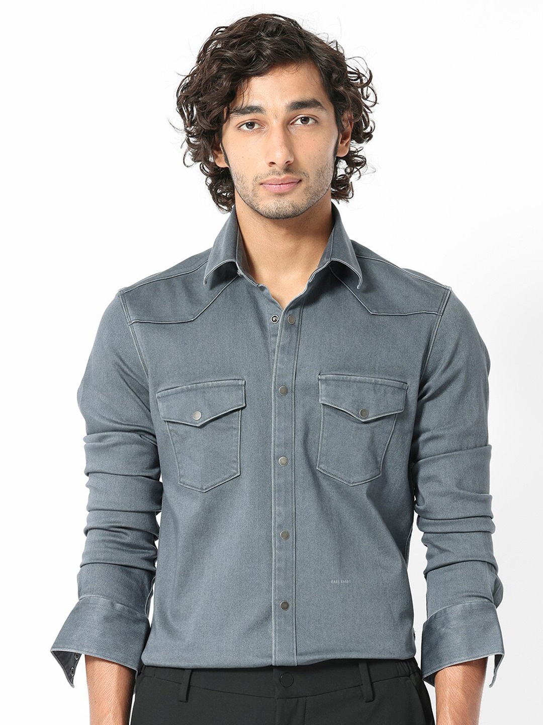 

RARE RABBIT Men Xenon Slim Fit Cotton Shirt, Grey