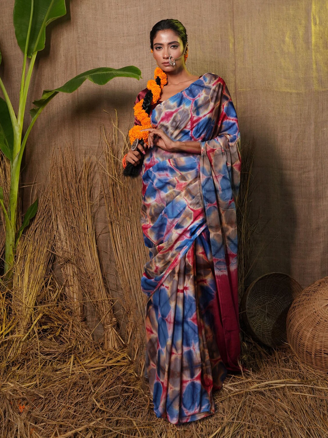 

Unnati Silks Tie & Dye Pure Cotton Saree, Blue