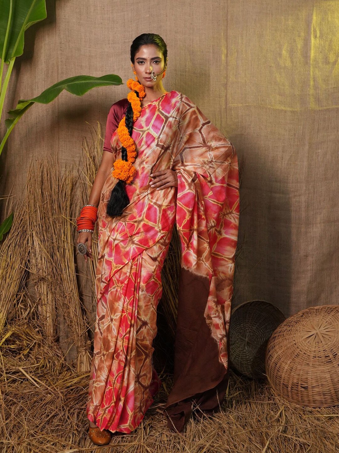 

Unnati Silks Tie & Dye Pure Cotton Saree, Pink