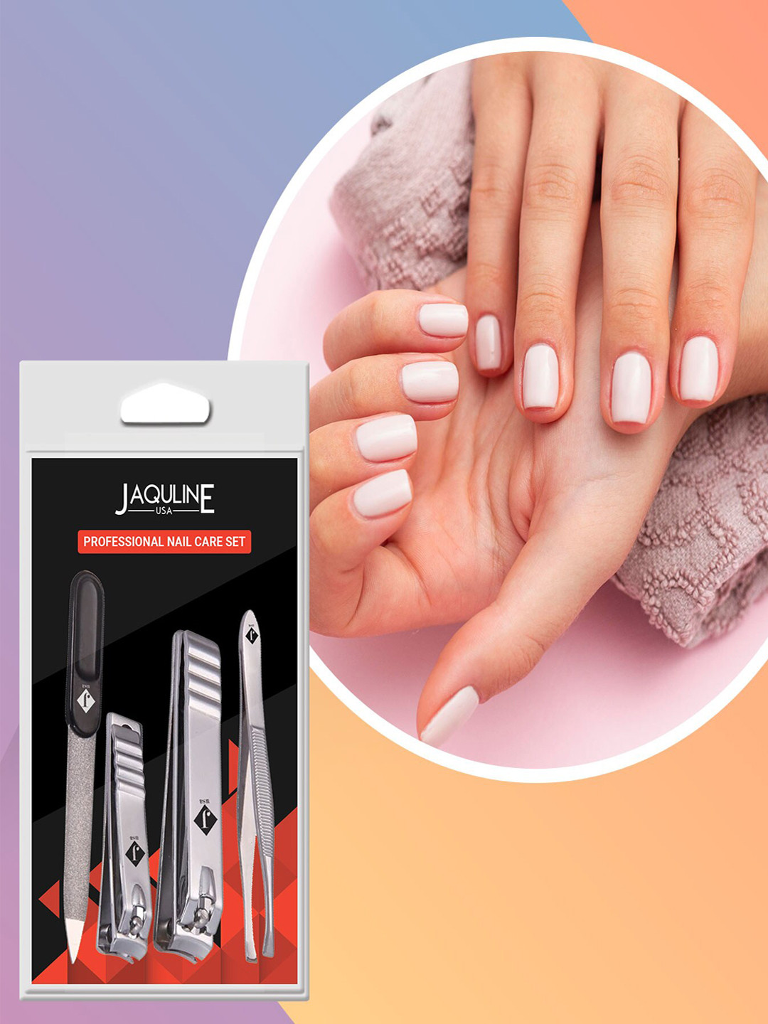 

Jaquline USA 4 Pcs Nail Care Kit, Silver
