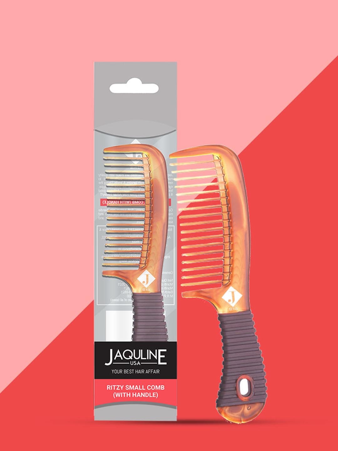 

Jaquline USA Ritzy Small Comb With Handle, Brown