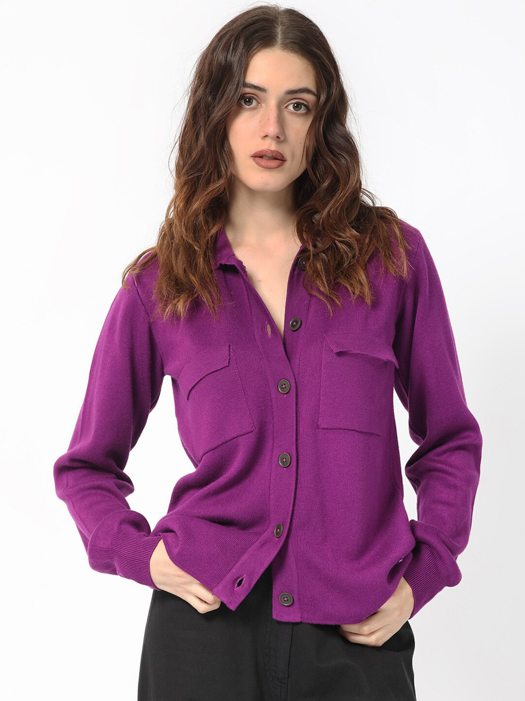 

RAREISM Regular Fit Spread Collar Casual Shirt, Purple