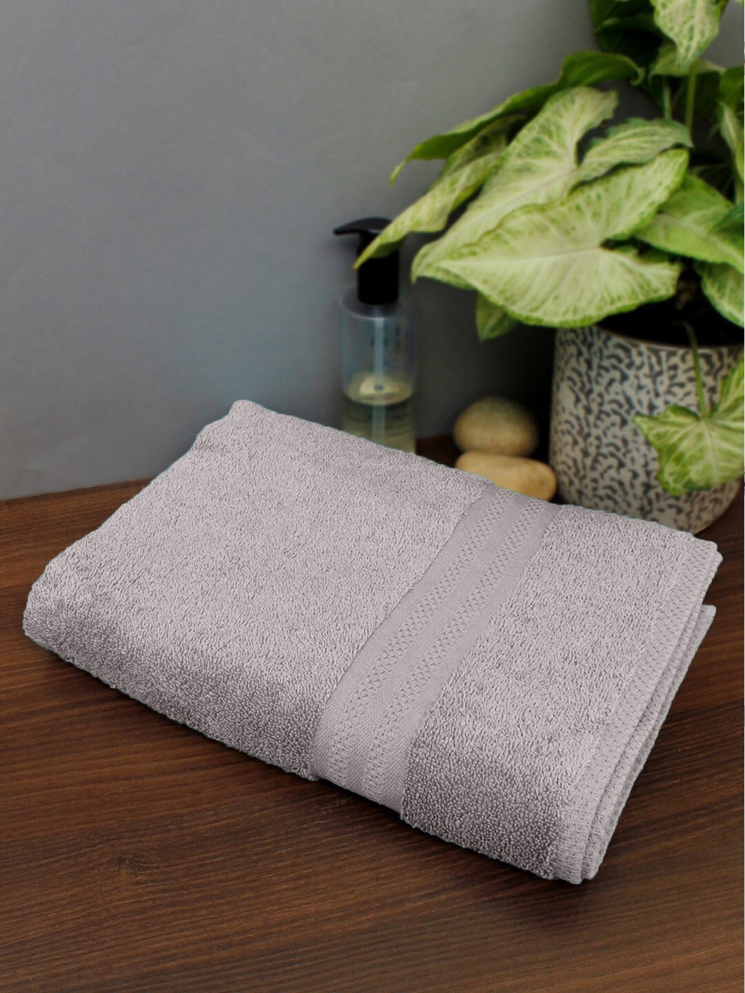 

AVI Living Grey Self-Designed 400 GSM Pure Cotton Bath Towel