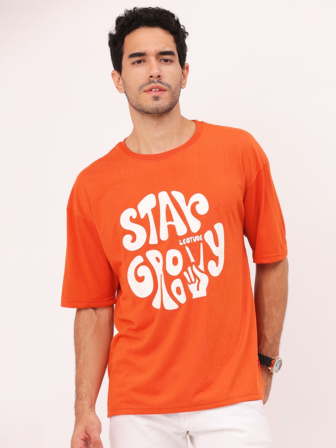 

Leotude Typography Printed T-shirt, Orange