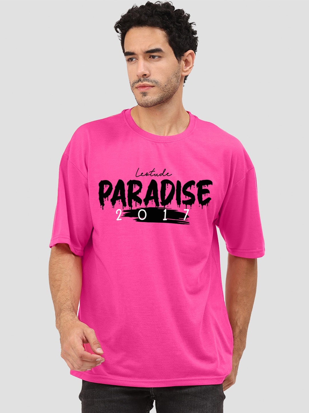 

Leotude Typography Printed Oversized T-shirt, Pink