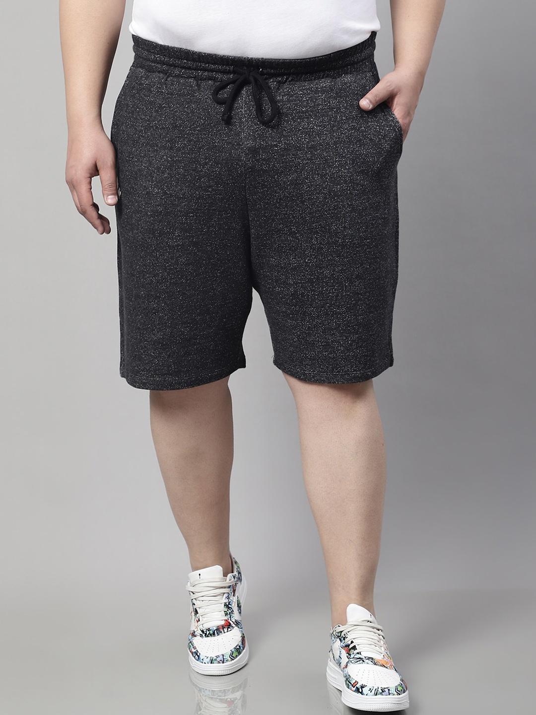 

Rute Men Plus Size Self Design Cotton Sports Shorts, Black
