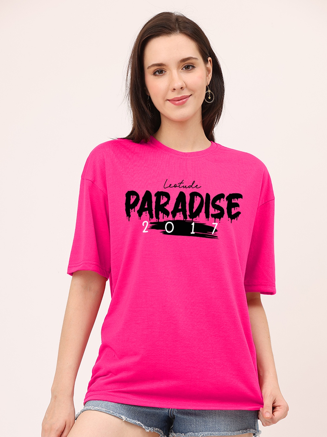 

Leotude Typography Printed T-shirt, Pink