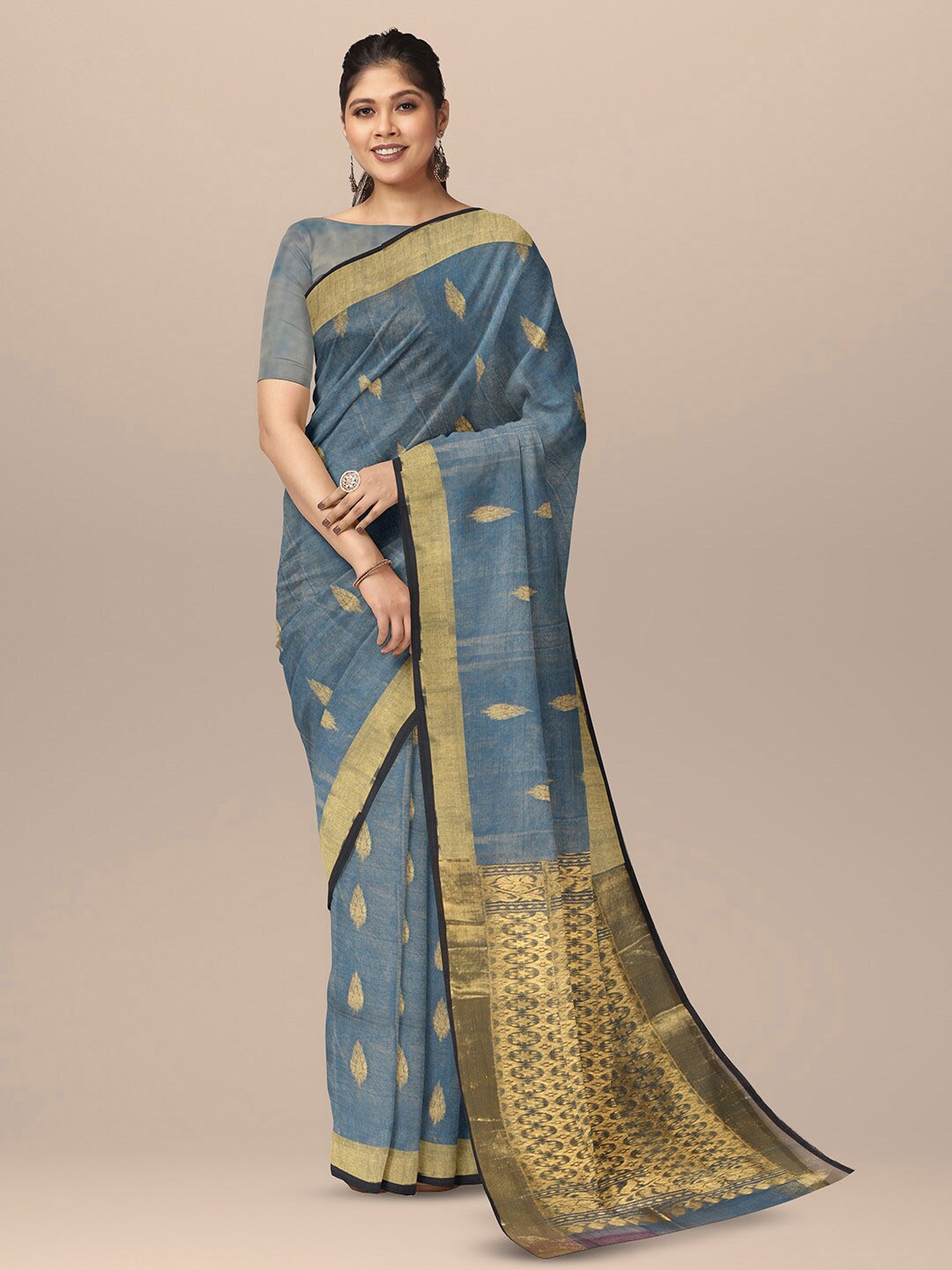 

SARIKA Ethnic Motifs Woven Design Zari Saree, Blue