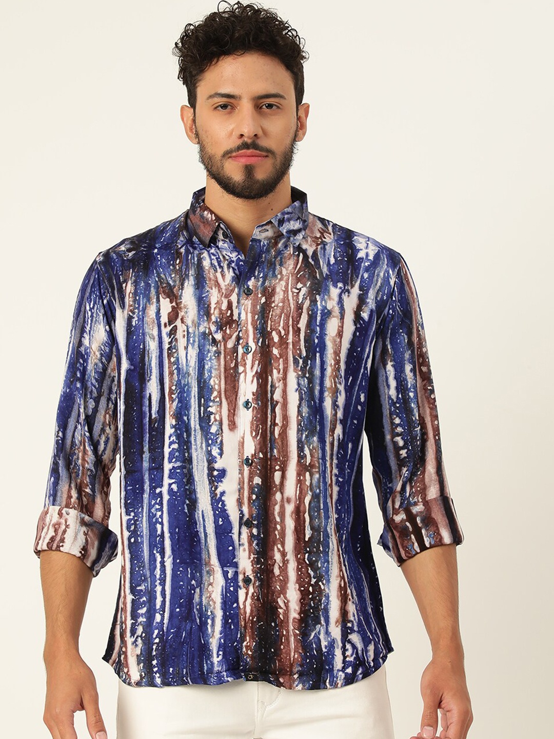 

JAVINISHKA Relaxed Slim Fit Abstract Printed Casual Shirt, Blue
