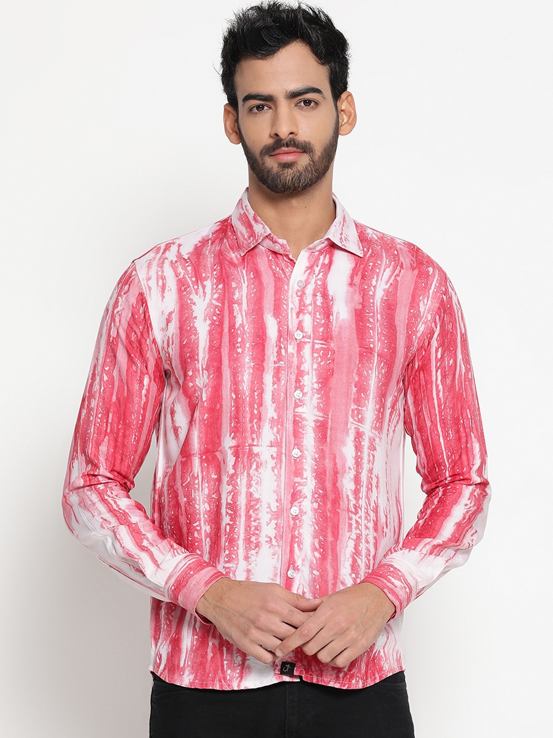 

JAVINISHKA Relaxed Tie & Dyed Casual Shirt, Pink