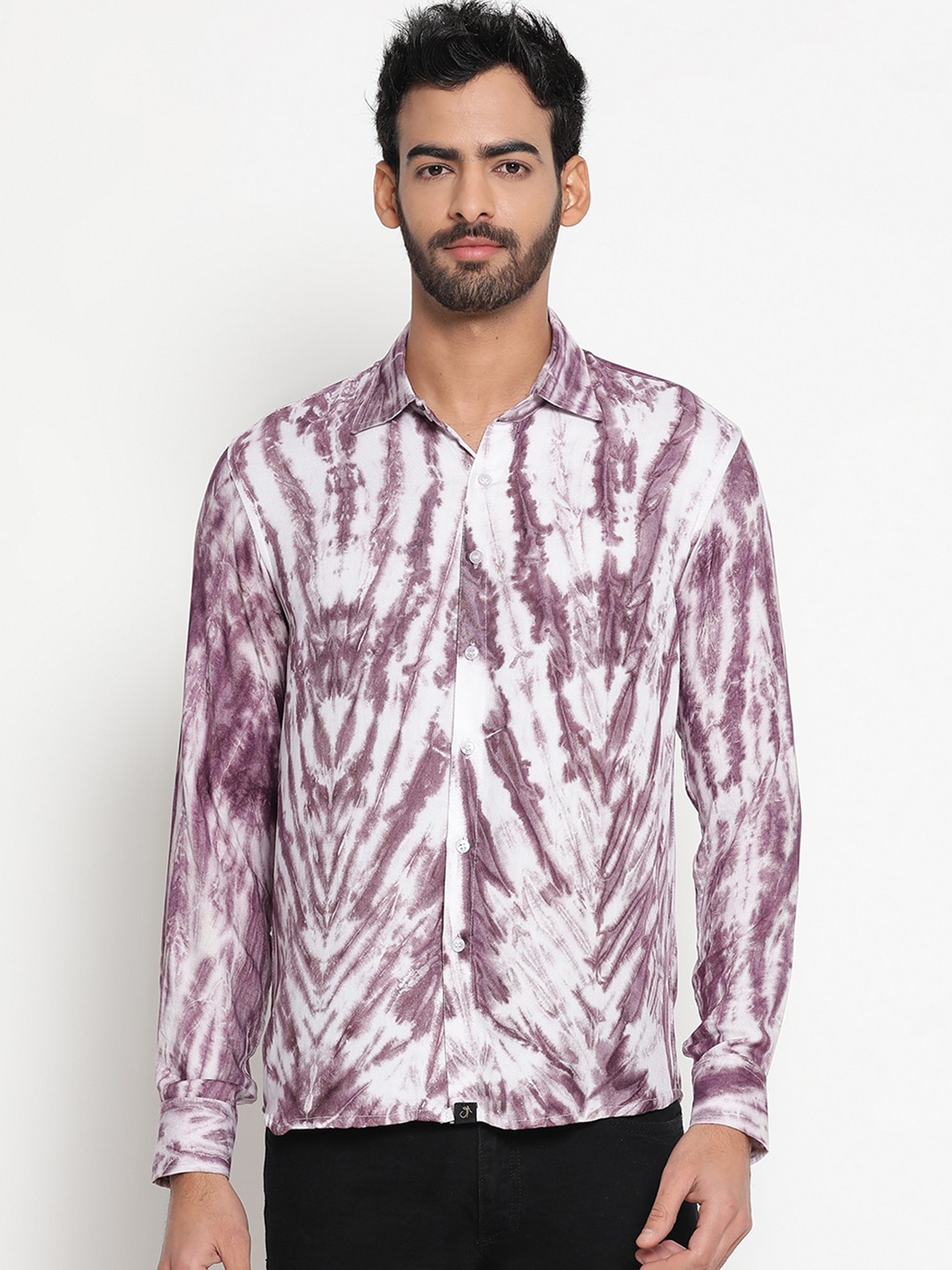 

JAVINISHKA Tie & Dye Printed Relaxed Regular Fit Opaque Casual Shirt, White