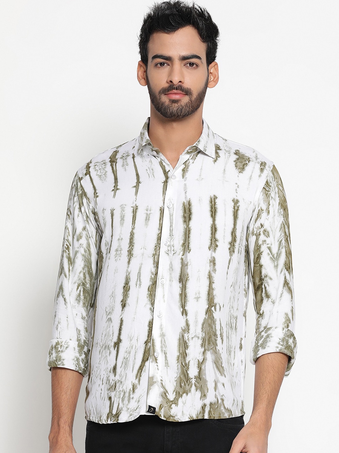 

JAVINISHKA Relaxed Tie & Dyed Casual Shirt, Green