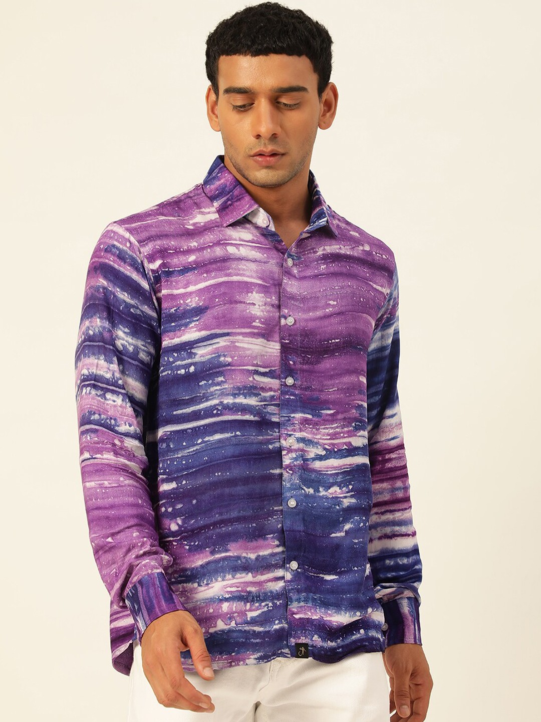

JAVINISHKA Relaxed Slim Fit Abstract Printed Casual Shirt, Purple