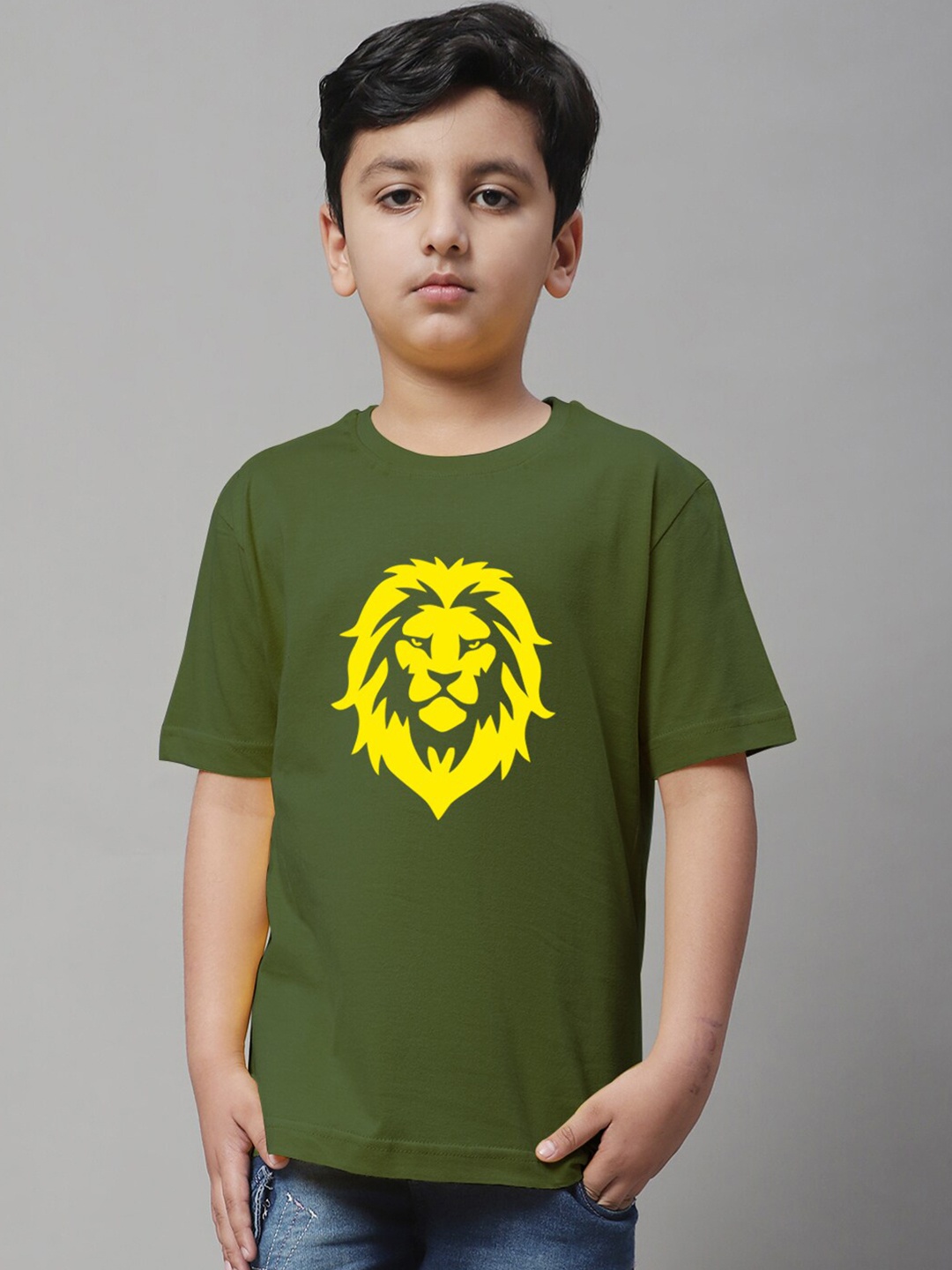 

Friskers Boys Graphic Printed Cotton T-shirt, Olive