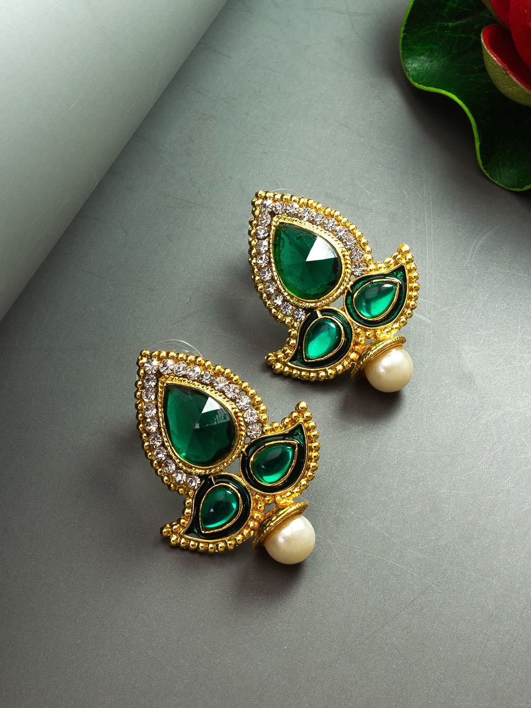 

aadita Stone-Studded Earrings, Gold