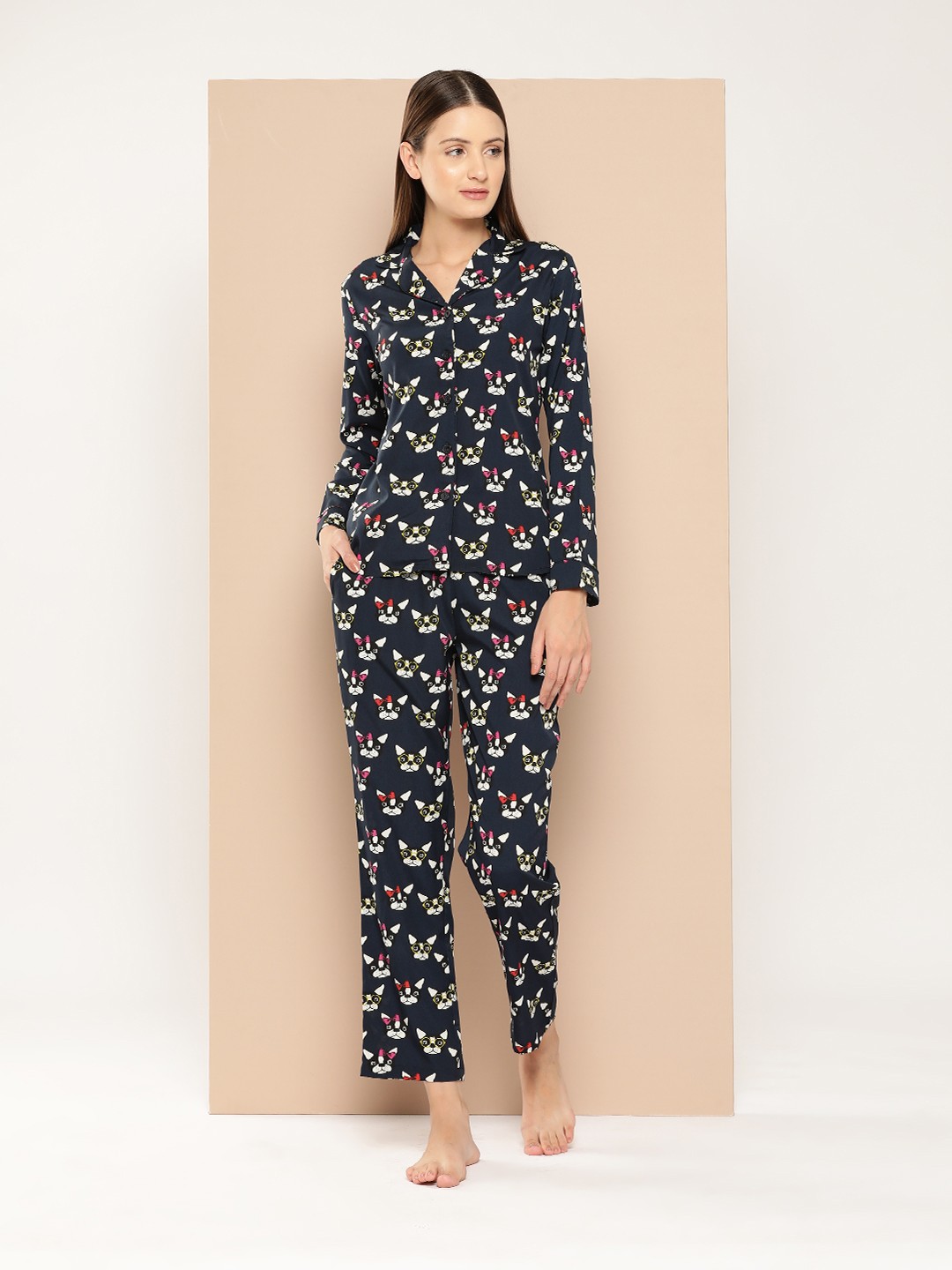 

Chemistry Women Conversational Printed Night suit, Navy blue