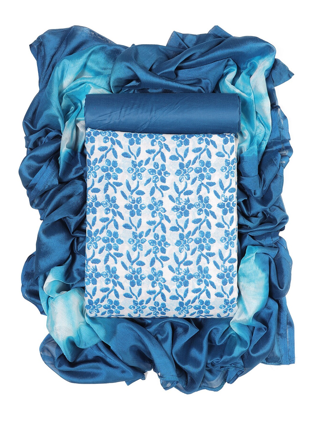 

Sun Fashion And Lifestyle Floral Printed Unstitched Dress Material, Blue