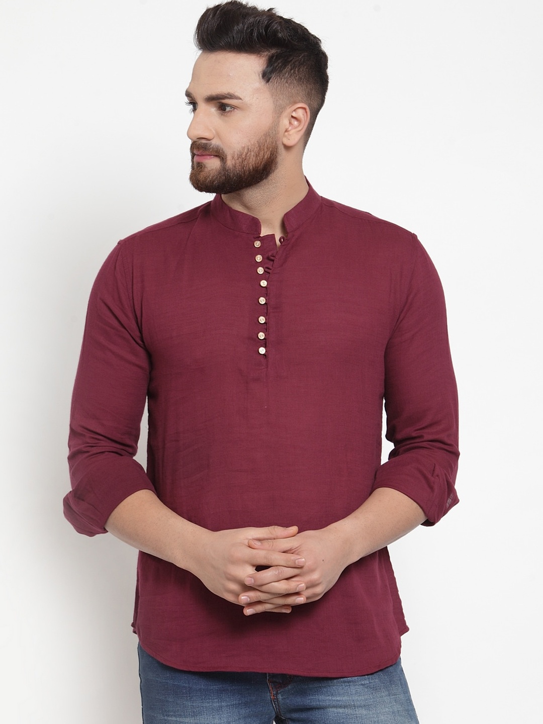 

Purple State Mandarin Collar Short Kurta, Maroon