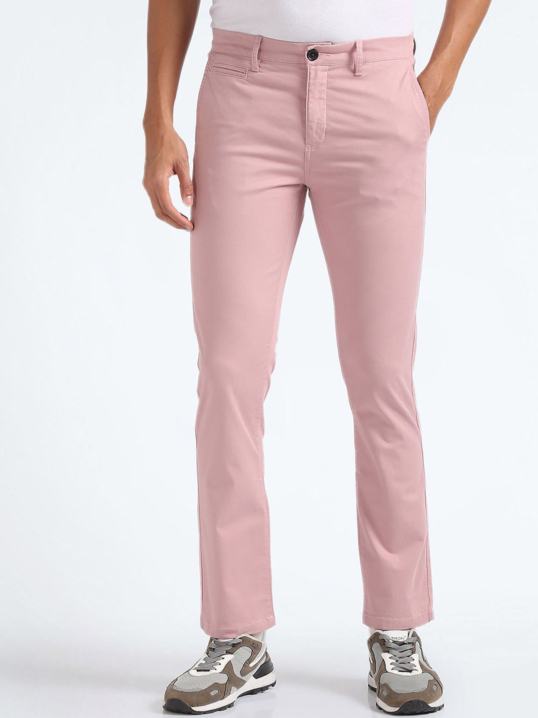 

Flying Machine Men Tapered Fit Chinos Trousers, Pink