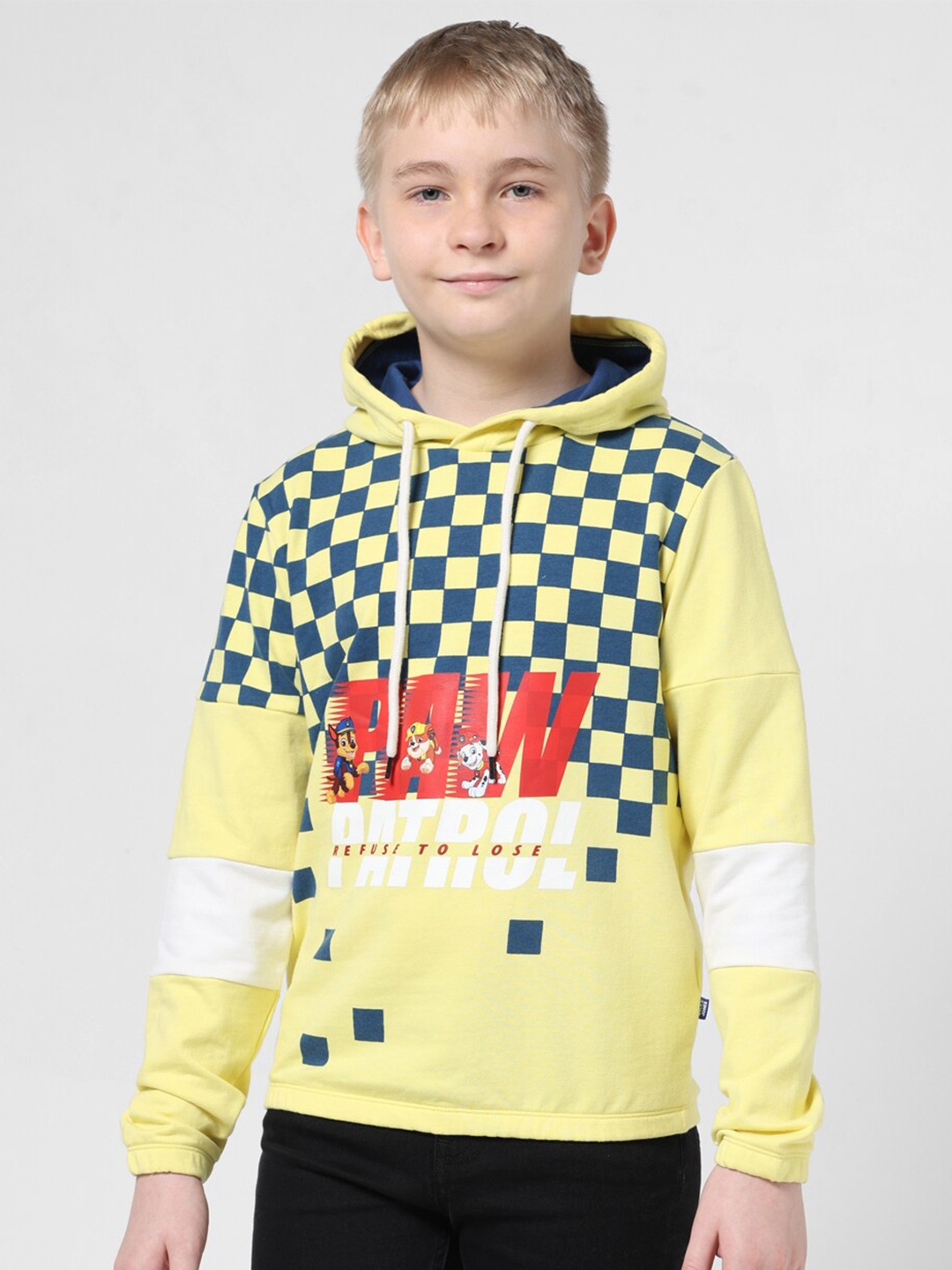 

Jack & Jones Junior Boys Checked Hooded Pullover, Yellow