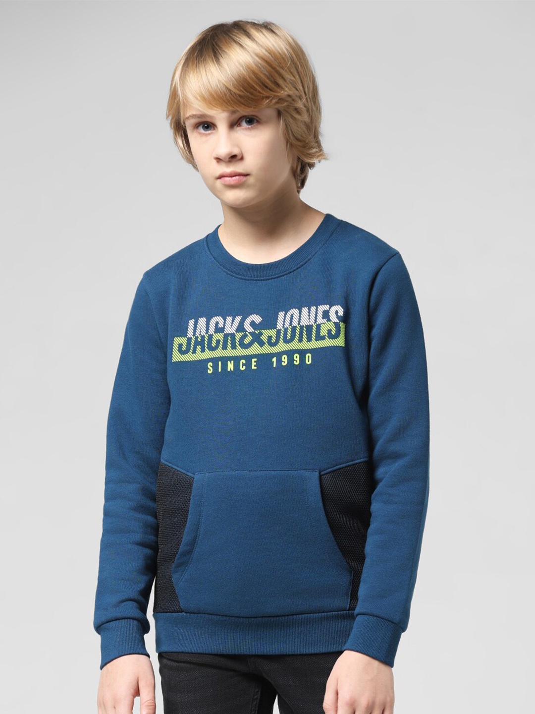 

Jack & Jones Junior Boys Typography Printed Pullover, Blue