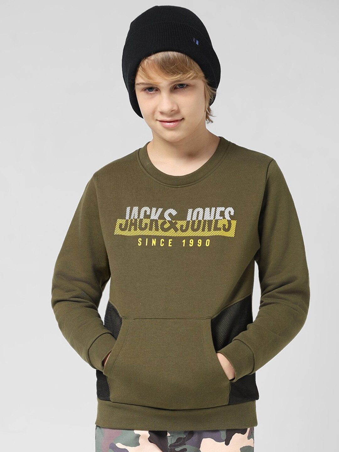

Jack & Jones Junior Boys Typography Printed Pullover, Green