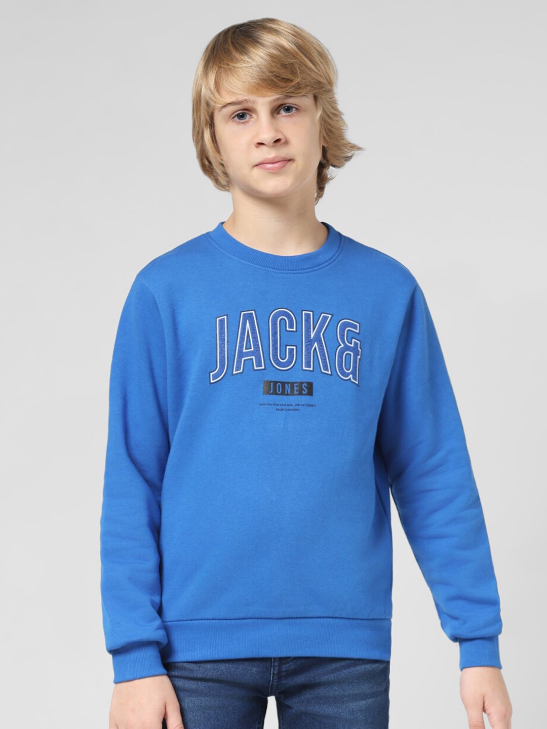 

Jack & Jones Junior Boys typography printed Cotton Pullover Sweatshirt, Blue