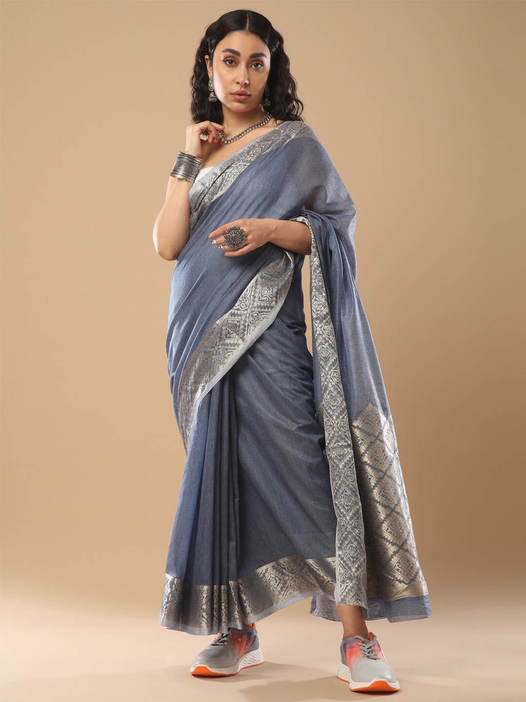 

Mitera Blue Zari Banarasi Saree