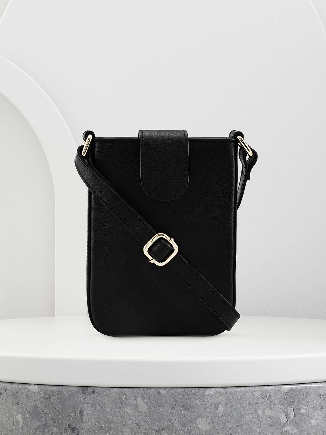 

Fastrack PU Structured Sling Bag, Black