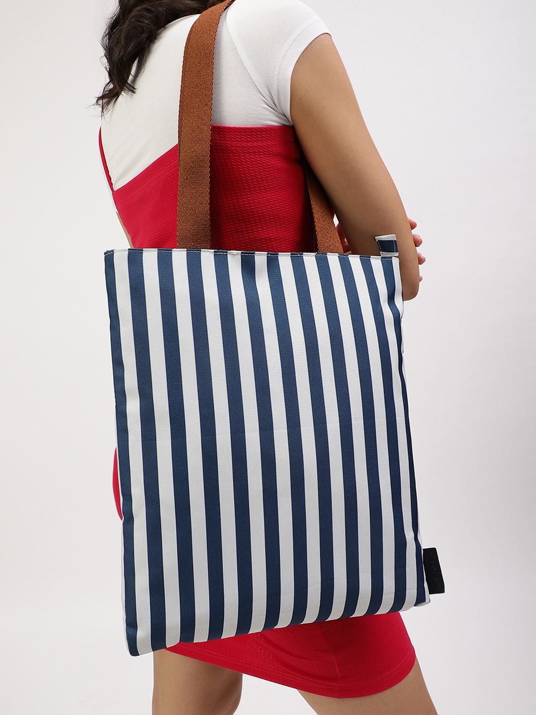 

Fastrack Women Navy Nautical Stripes College Tote Bag, Blue