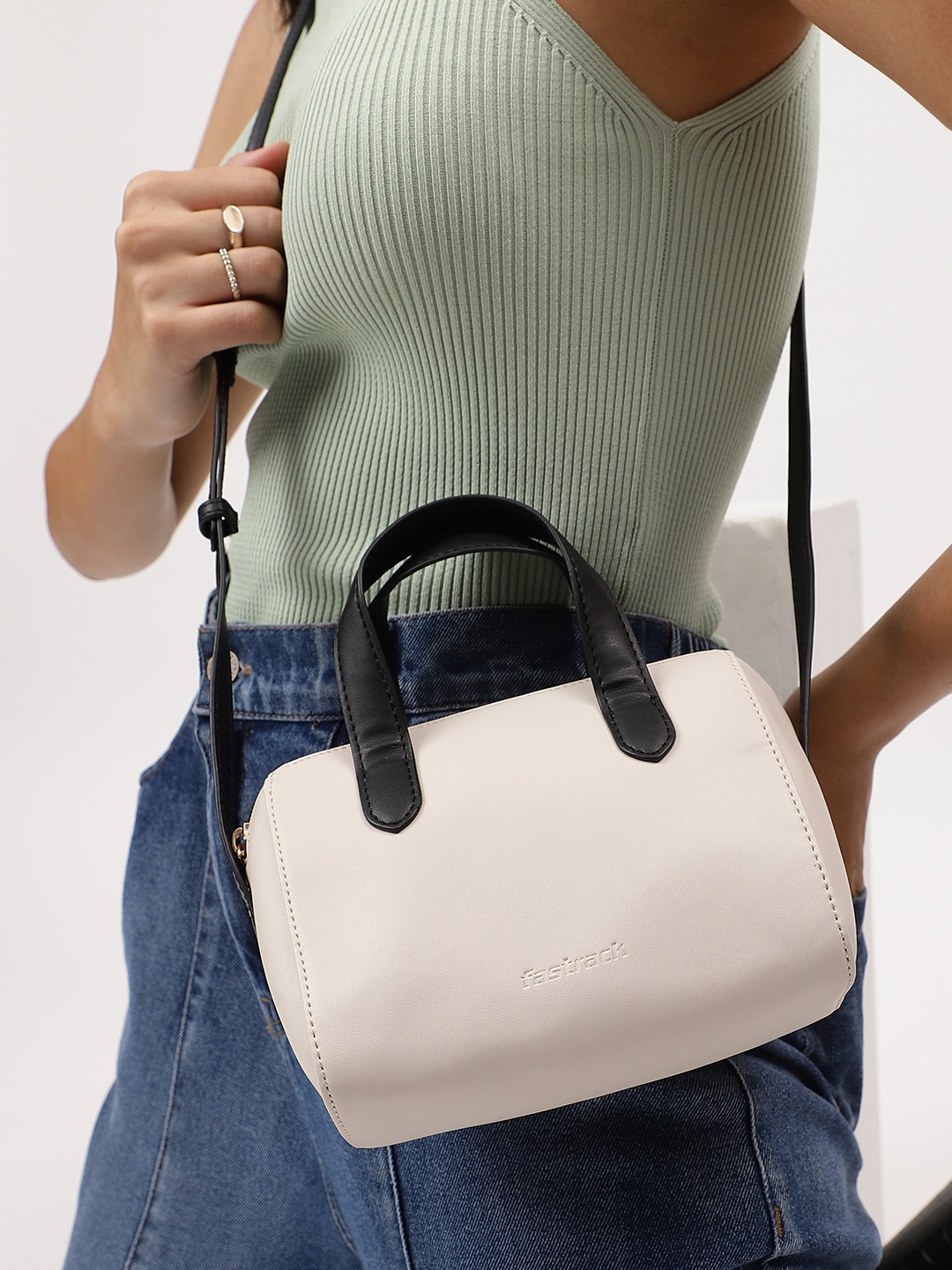 

Fastrack Women Pearl White Casual Sling Bag