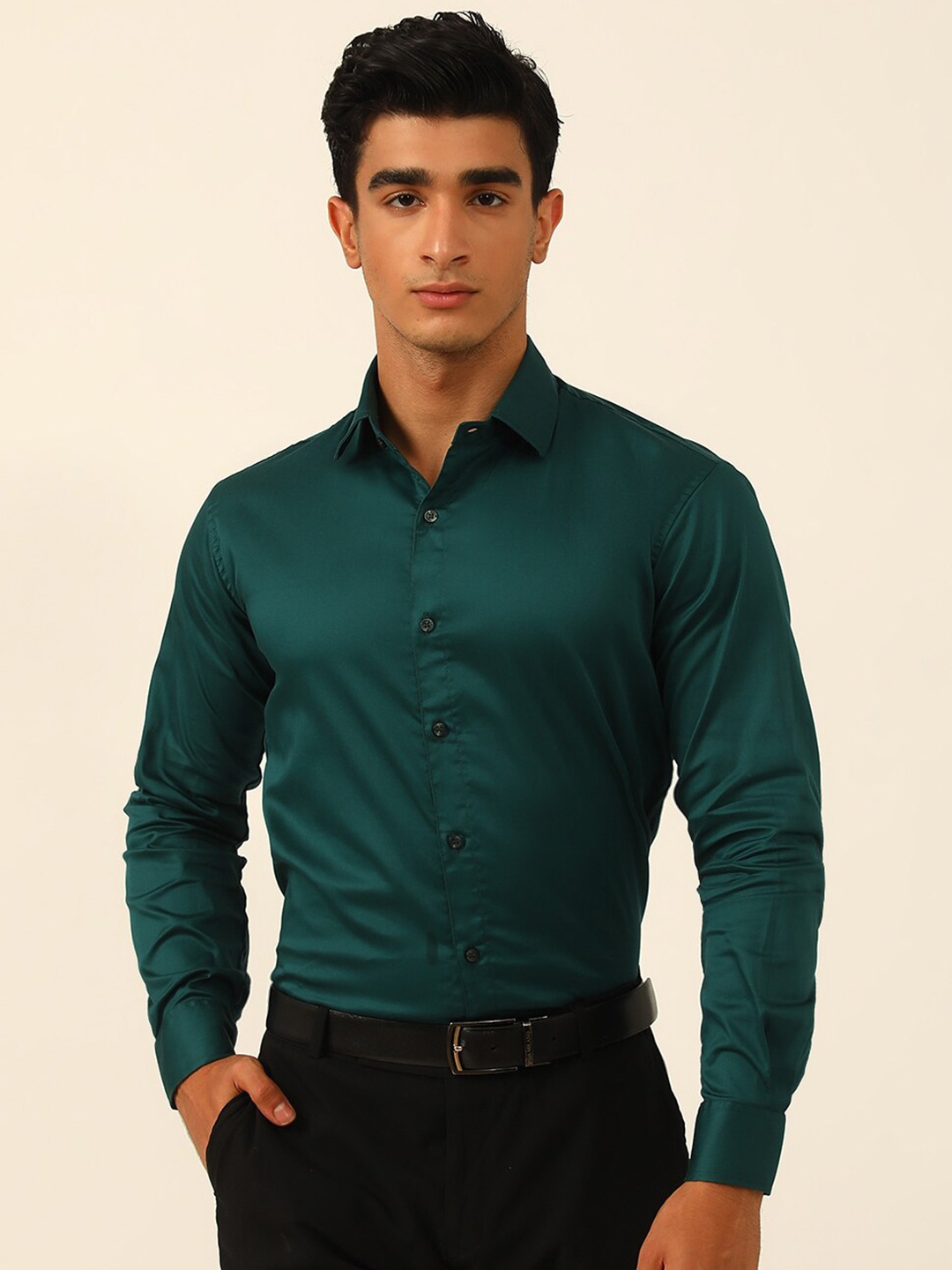 

JAVINISHKA Classic Tailored Fit Formal Shirt, Teal