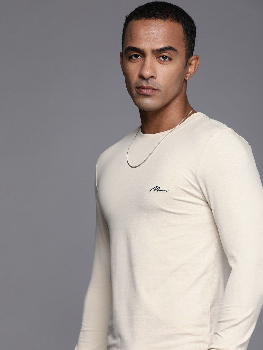 

boohooMAN Solid T-shirt, Off white