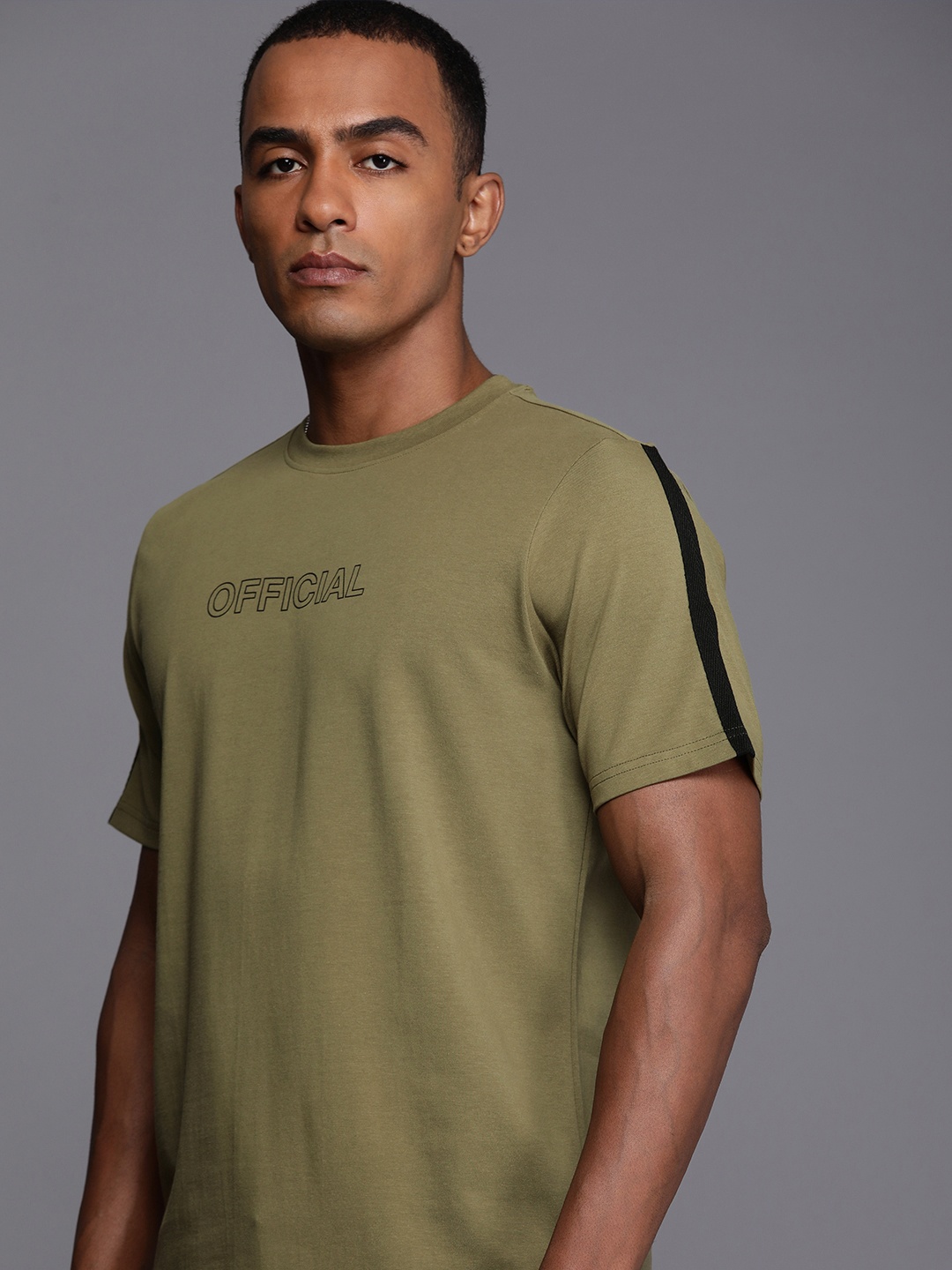 

boohooMAN Typography Printed Pure Cotton T-shirt, Olive