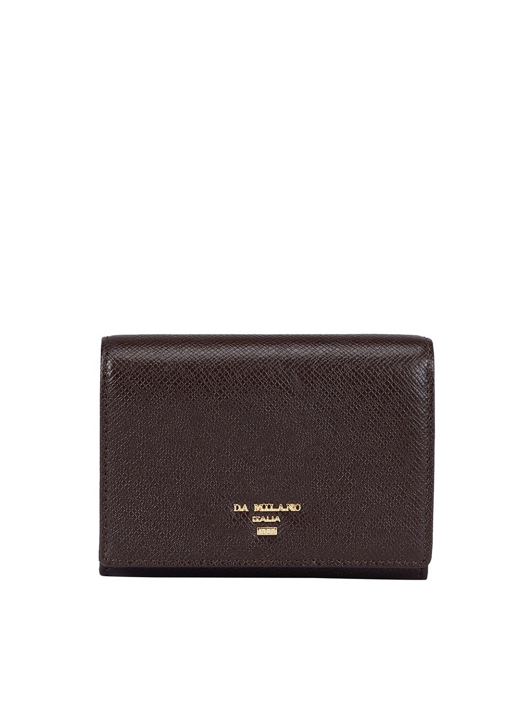 

Da Milano Women Textured Leather Two Fold Wallet, Brown