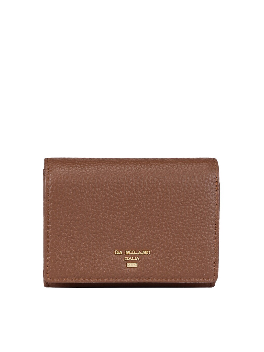 

Da Milano Women Textured Leather Two Fold Wallet, Brown