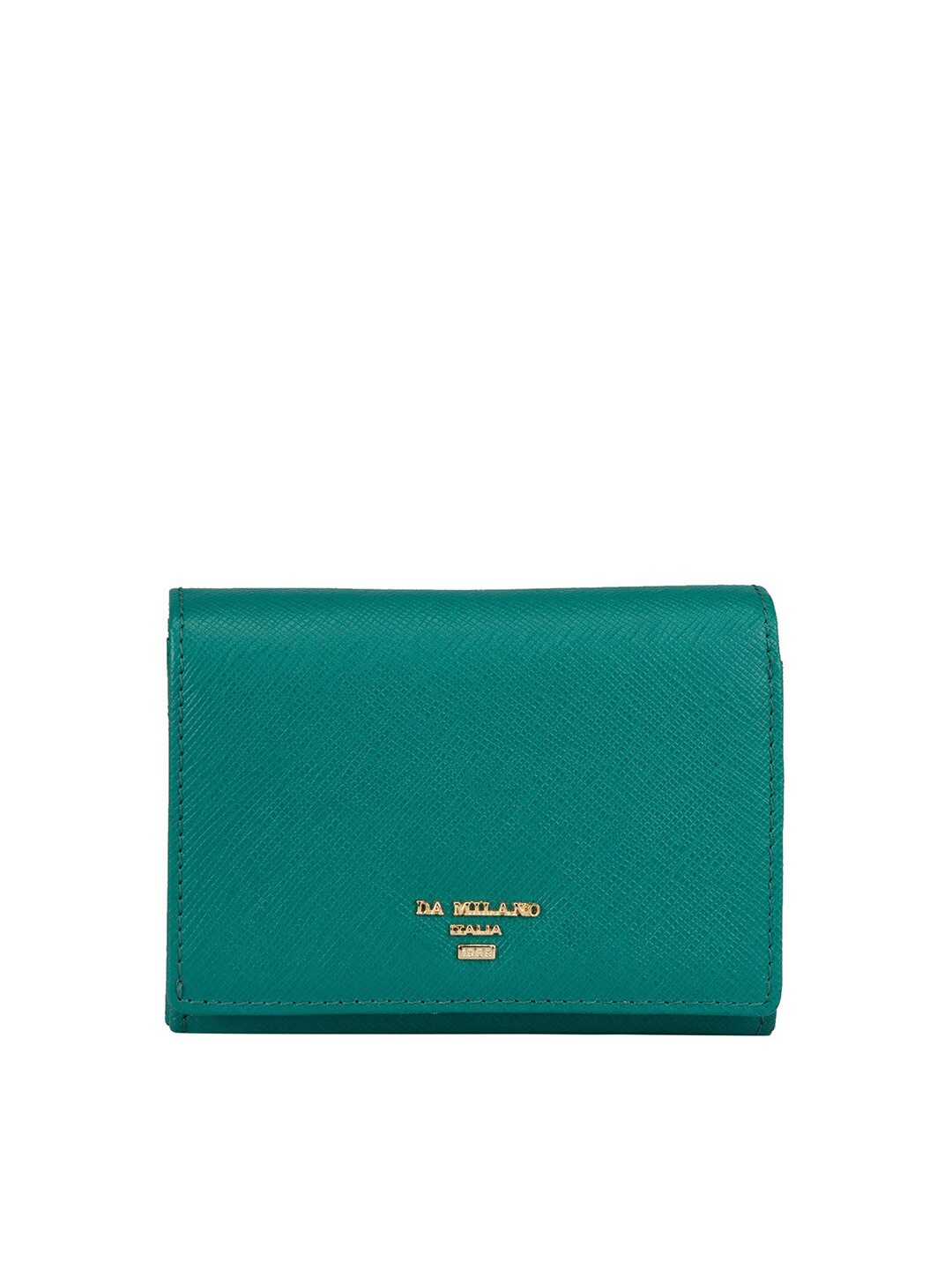 

Da Milano Women Textured Leather Two Fold Wallet, Green