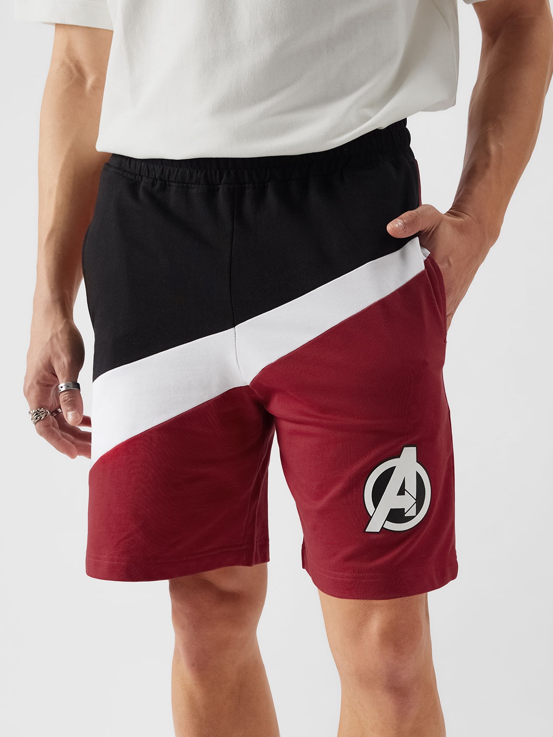

The Souled Store Men Avengers Printed Mid Rise Cotton Regular Shorts, Maroon